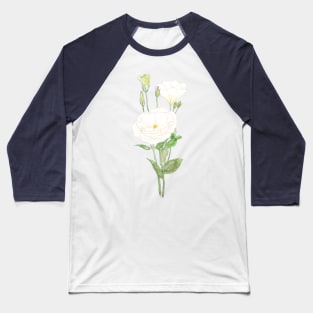 white eustoma Prairie gentian flowers ink and watercolour Baseball T-Shirt